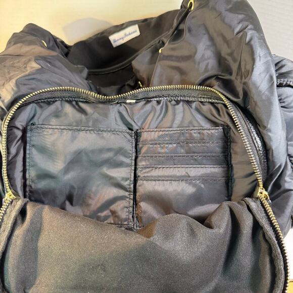 Tommy Bahama Black Nylon Backpack | Gold Hardware | Travel Diaper Bag Purse - Picture 6 of 10